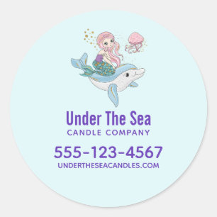 Meerjungfrau beim Dolphin Runder Aufkleber