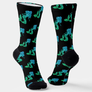 Meerjungfrau blau grün Ombre Glanzpunkte Muster sc Socken