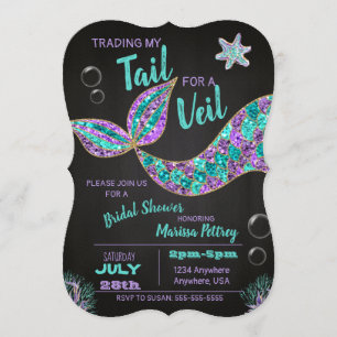 Meerjungfrau-Brautpartyeinladung, Glitterkreide Einladung