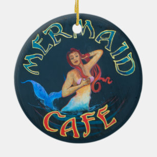 Meerjungfrau-Café-Zeichen Keramik Ornament