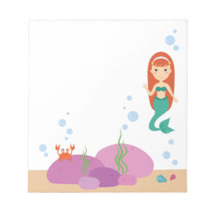 Meerjungfrau Cartoon Schwimmen im Notizblock