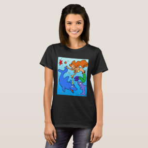 Meerjungfrau-Comic-Unterwasser-Delphin-Kunstwerk T-Shirt
