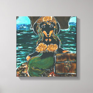 MEERJUNGFRAU DACHSUND LEINWANDDRUCK