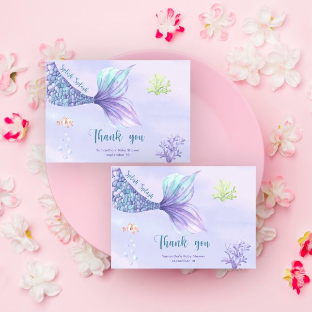 Meerjungfrau Danke, Baby Dusche Dankeskarte (Von Creator hochgeladen)