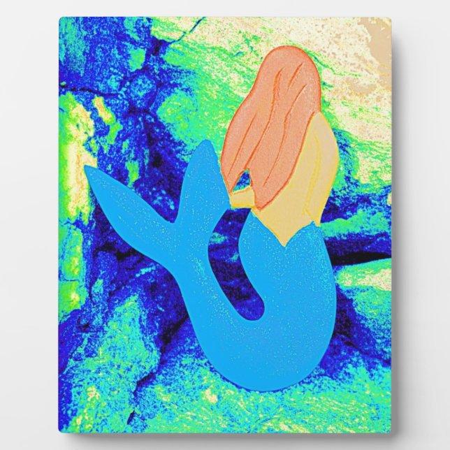 Meerjungfrau-Design mit blauem Schwanz Fotoplatte (Vorderseite)