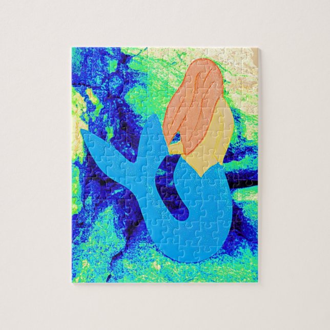 Meerjungfrau-Design mit blauem Schwanz Puzzle (Vertikal)