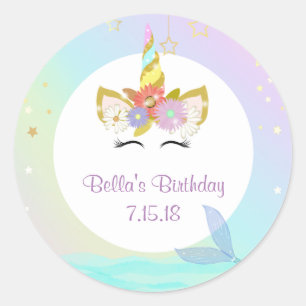 Meerjungfrau-Einhorn-Aufkleber Runder Aufkleber