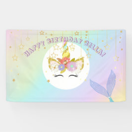 Meerjungfrau-Einhorn-Geburtstags-Fahne Banner