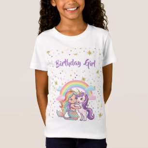 Meerjungfrau-Einhorn-Geburtstagsgirl-T-Shirt T-Shirt