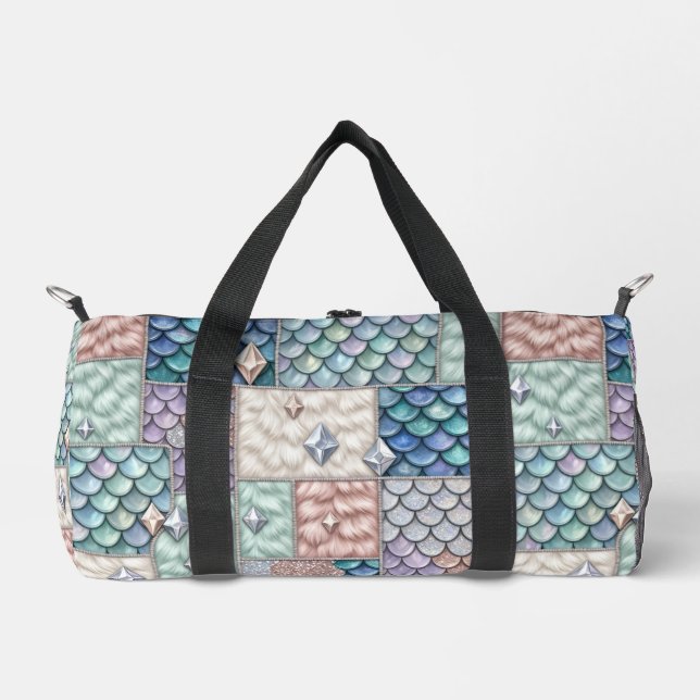 Meerjungfrau-Einhorn-Märchen-Patchwork-Duffel-Tasc Duffle Bag (Vorderseite)