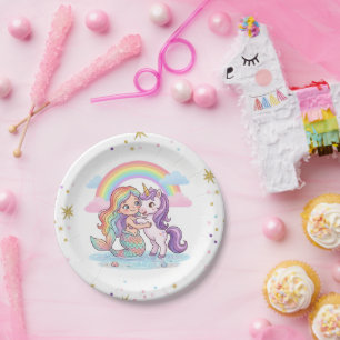 Meerjungfrau-Einhorn-Papierpartyplatte Pappteller