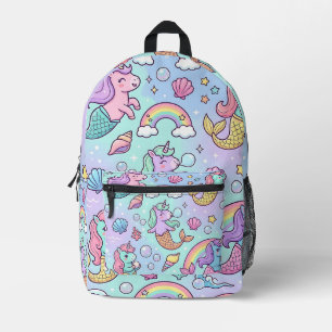 Meerjungfrau-Einhorn-Rucksack – Pastell-Fantasie-M Bedruckter Rucksack