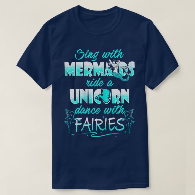 Meerjungfrau, Einhorn und Fairies T-Shirt (Design vorne)