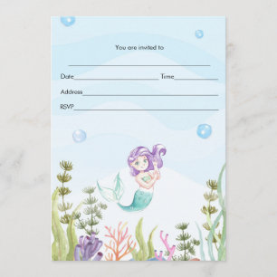 Meerjungfrau-Einladung füllen Aquarell aus Einladung