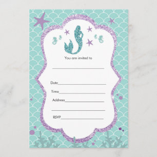 Meerjungfrau-Einladung füllen lila aquamarinen Einladung