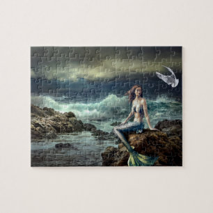 Meerjungfrau Fantasie Ozean Seelandschaft Wellen S Puzzle