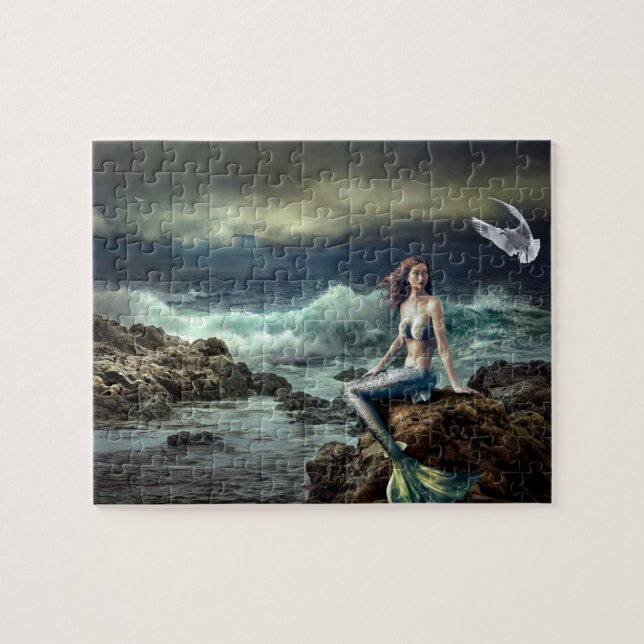 Meerjungfrau Fantasy Ocean Seascape Waves Strand Puzzle (Horizontal)