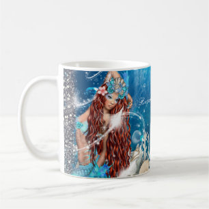 Meerjungfrau Fantasy Roter Kopf Verzauberter Stran Tasse