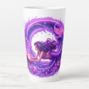 Meerjungfrau Fantasy-Wellen-Kunst mit lila Perle Milchtasse