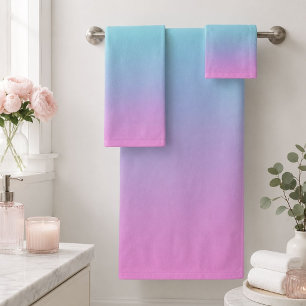 Meerjungfrau Farben verlaufend lila rosa aqua ombr Badhandtuch Set