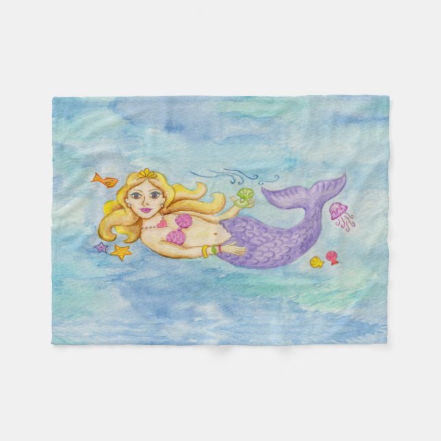 Meerjungfrau-Fleece Throw Fleecedecke (Vorderseite (Horizontal))