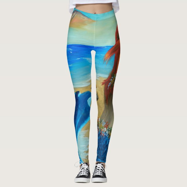 Meerjungfrau ganz über Leggings-Ozean-Leggings Leggings (Vorderseite)