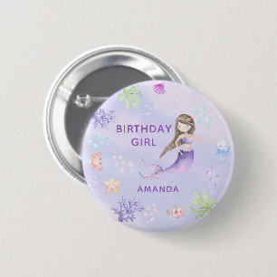 Meerjungfrau Geburtstag Mädchen Button