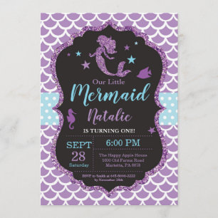 Meerjungfrau-Geburtstags-Einladung unter dem Einladung
