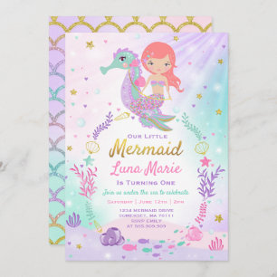 Meerjungfrau-Geburtstags-Einladung unter dem Einladung