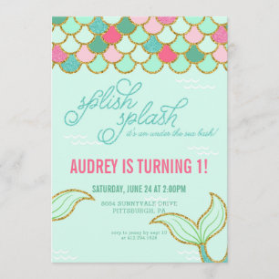 Meerjungfrau-Geburtstags-Party Einladung -