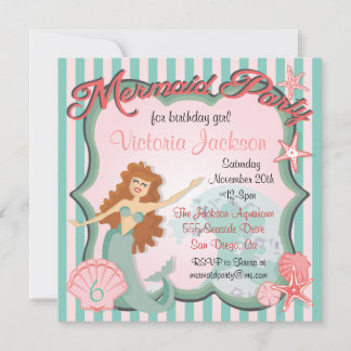 Meerjungfrau-Geburtstags-Party Einladung