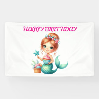 Meerjungfrau-Geburtstagsbanner Süße Ozean-Party-De Banner