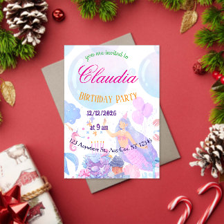 Meerjungfrau-Geburtstagseinladung für Kinder Acryleinladungen