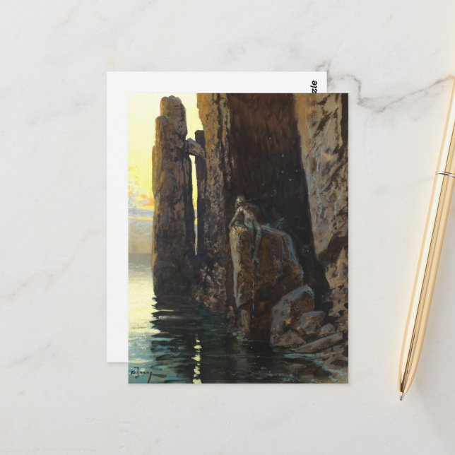 Meerjungfrau Girl Bare & Lurking Wünsche Postkarte (Vorderseite/Rückseite Beispiel)