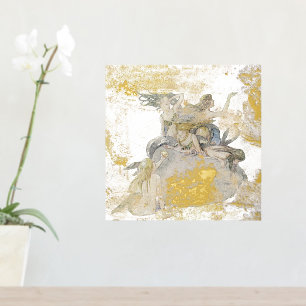 Meerjungfrau Gold Silber Abgenutzt Vintage Fantasy Foliendrucke