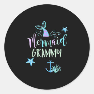 Meerjungfrau Grammy Geburtstag Meerjungfrau Famili Runder Aufkleber