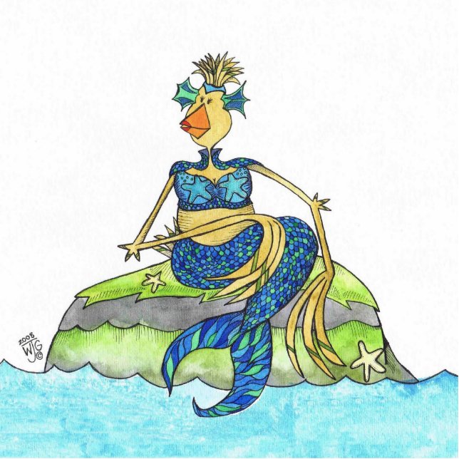 Meerjungfrau-Henne-Huhn des Meeres Freistehende Fotoskulptur (Vorne)