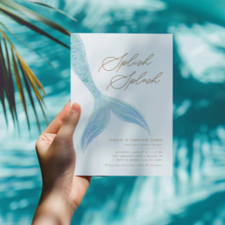 Meerjungfrau Hübsch Blue Birthday Einladung