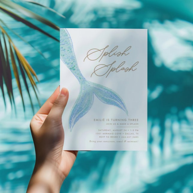 Meerjungfrau Hübsch Blue Birthday Einladung (Von Creator hochgeladen)