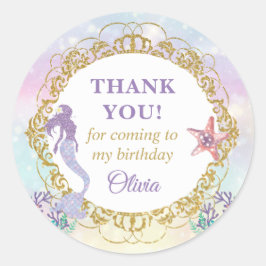 Meerjungfrau im Rahmen der Geburtstagspartei Runder Aufkleber