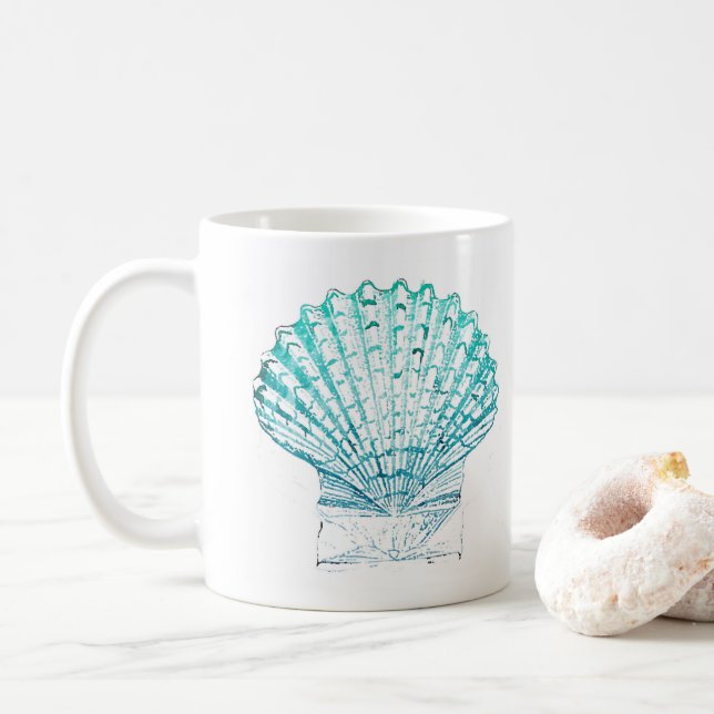 Meerjungfrau in aquamariner Aquarellfarbe Kaffeetasse (Mit Donut)