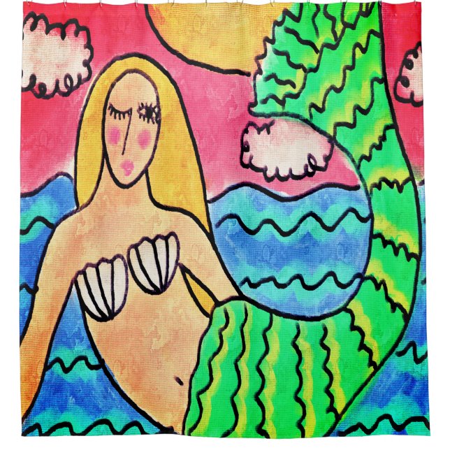 Meerjungfrau in der Abstrakten Art des Sonnenlicht Duschvorhang (Vorderseite)