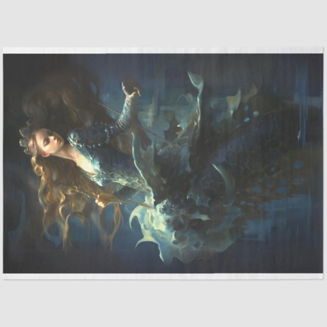 Meerjungfrau in der Fantasiewelt Seidenpapier (Vorderseite)