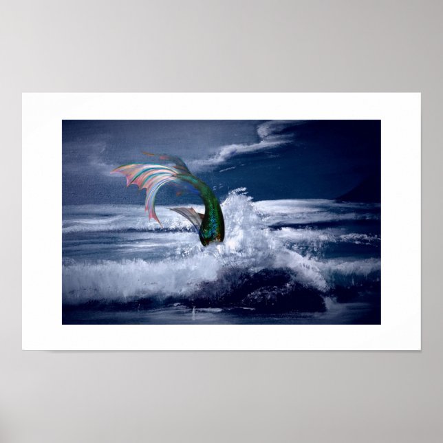 Meerjungfrau in Nachtposter Poster (Vorne)