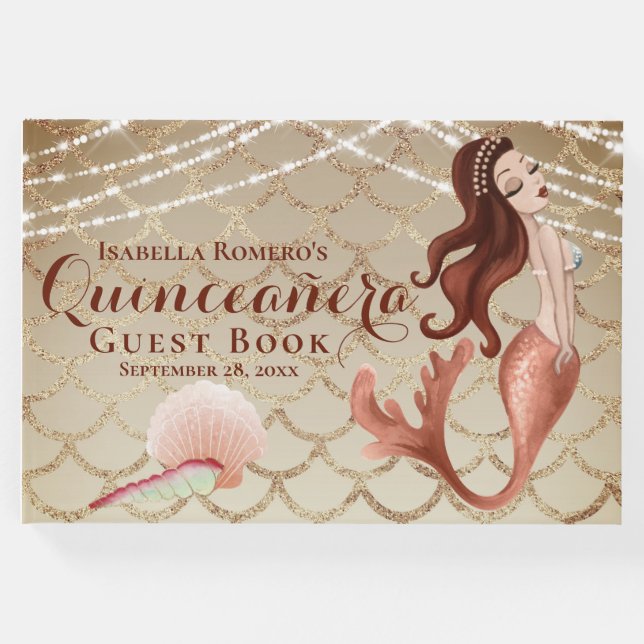 Meerjungfrau in Rose Gold unter dem Meeresspiegel Gästebuch (Vorderseite)