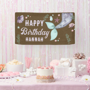 Meerjungfrau Kinder Geburtstag Meer Lila Dunkel Kr Banner
