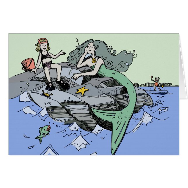 Meerjungfrau Küstenart niedlich Cartoon Beach Kind (Vorderseite (Horizontal))