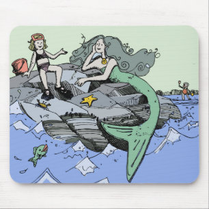 Meerjungfrau Küstenart niedlich Cartoon Beach Kind Mousepad