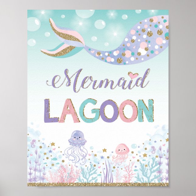 Meerjungfrau Lagoon Unterwasser-Strand Poster (Vorne)