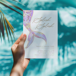 Meerjungfrau Lila Geburtstagspartei Einladung